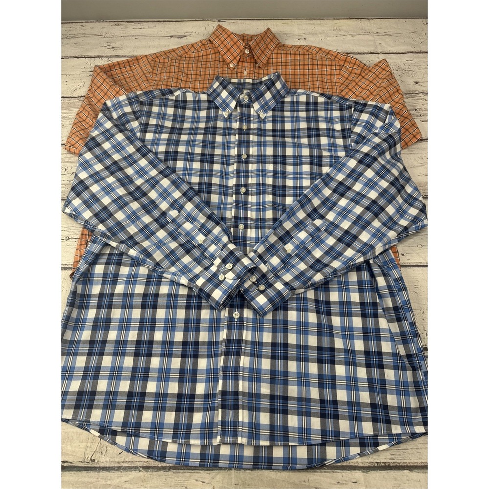 (Lot of 2) Jos A Bank Long Sleeve Button Down Men's Size L Plaid  Shirts